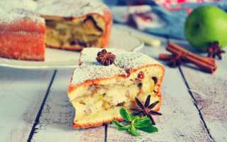 Рецепт: Шарлотка на кефире с яблоками в духовке