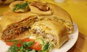 Курник из блинов с курицей и грибами: рецепт